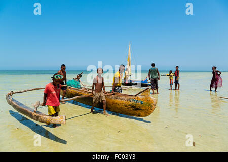 Port de pêche de Ifaty, près de Tuléar, Madagascar Banque D'Images