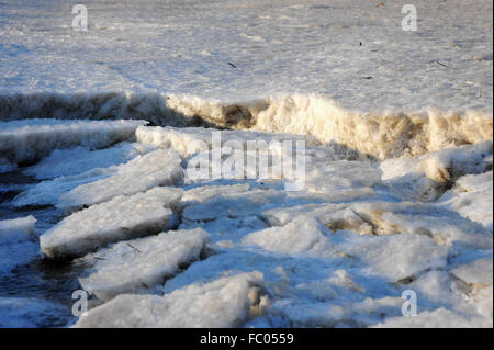 Qingdao, Shandong, CHN. 19 Jan, 2016. Qingdao, Chine - le 18 janvier 2016 : (usage éditorial uniquement. Chine OUT) L'épaisseur de la glace de mer est jusqu'à 5cm. © SIPA Asie/ZUMA/Alamy Fil Live News Banque D'Images