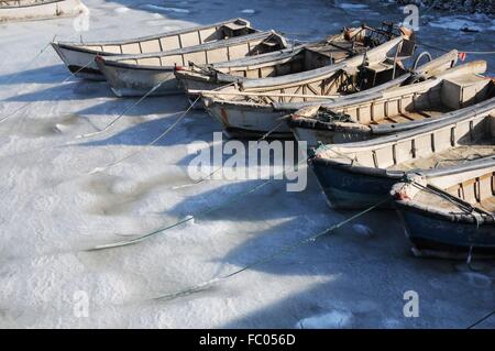 Qingdao, Shandong, CHN. 19 Jan, 2016. Qingdao, Chine - le 18 janvier 2016 : (usage éditorial uniquement. Chine OUT) L'épaisseur de la glace de mer est jusqu'à 5cm. © SIPA Asie/ZUMA/Alamy Fil Live News Banque D'Images