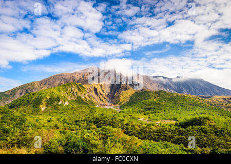 Cratère du volcan Sakurajima à Kagoshima, Japon. Banque D'Images