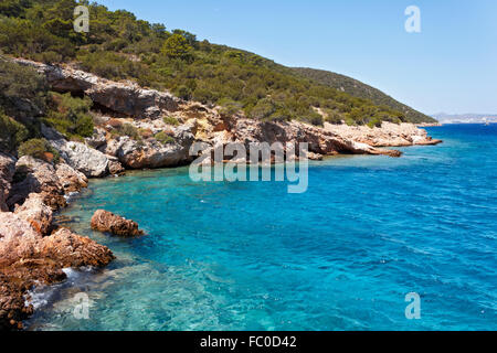 Côte de la mer Egée, près de Bodrum, Turquie Banque D'Images