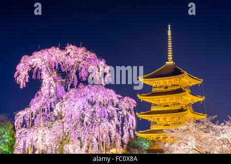 Kyoto, Japon en Pour-ji pagode dans le printemps. Banque D'Images