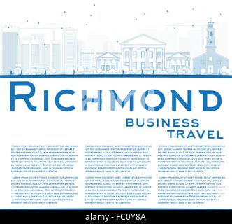 Contours Richmond (Virginie) avec toits de bâtiments bleu et copier l'espace. Vector Illustration. Les voyages d'affaires et tourisme Concept Illustration de Vecteur