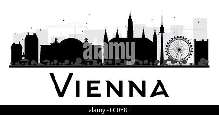 Vienna City skyline silhouette noir et blanc. Vector illustration. Concept simple pour le tourisme, la bannière de présentation Illustration de Vecteur