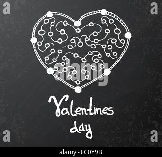 Carte Saint Valentin avec tableau de dessin coeur blanc. Vector illustration. Illustration de Vecteur