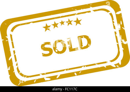 Vendu stamp isolé sur fond blanc Banque D'Images