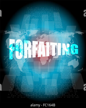 Le forfaitage mot sur digital touch screen Banque D'Images