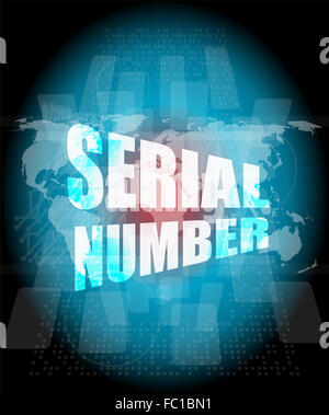 Numéro de série sur l'écran tactile numérique Banque D'Images