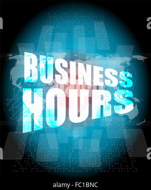 Les heures d'affaires digital touch screen Banque D'Images