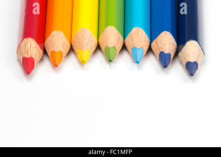 Crayons de couleur arc-en-ciel Banque D'Images