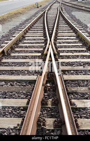 Des voies de chemin de fer dans le port de Magdeburg Banque D'Images