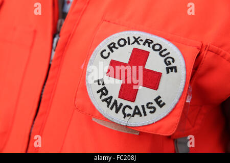 Croix-rouge française. Bénévole. Banque D'Images