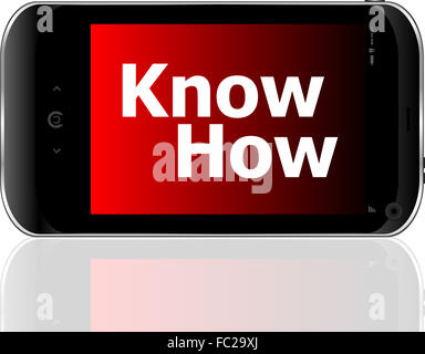 Smart phone avec savoir comment mot vector Banque D'Images