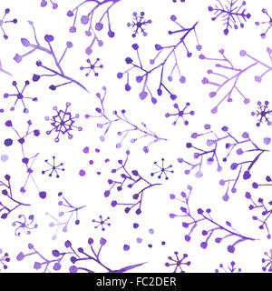 Fond d'hiver sans couture avec mignon ornements aquarelle Banque D'Images
