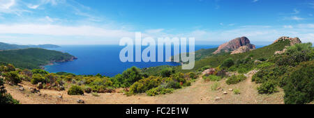 Panorama depuis Capu Rossu - Corse Banque D'Images