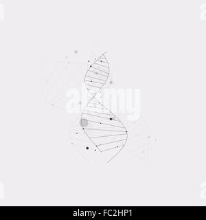 Signe de l'ADN sur le fond gris. Illustration de Vecteur