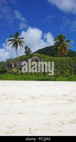 Les roches de granit sur la plage de Grand'anse Seychelles Banque D'Images
