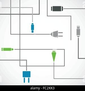 Les différents connecteurs et fils Illustration de Vecteur