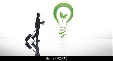 Image composite de businessman pulling suitcase Banque D'Images