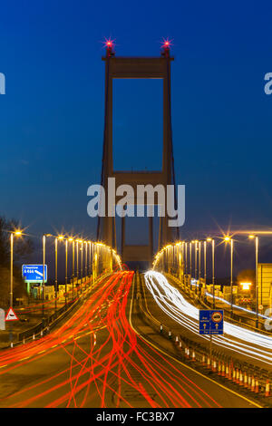 La première ( ancien ) Severn Bridge, Avon, Angleterre, Royaume-Uni Banque D'Images