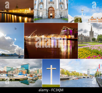 Collage photos Dublin avec les différents monuments de la ville Banque D'Images