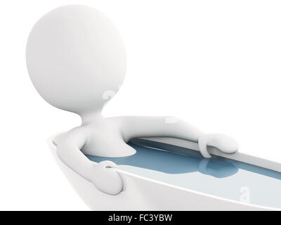 3d white personne dans un bain relaxant Banque D'Images
