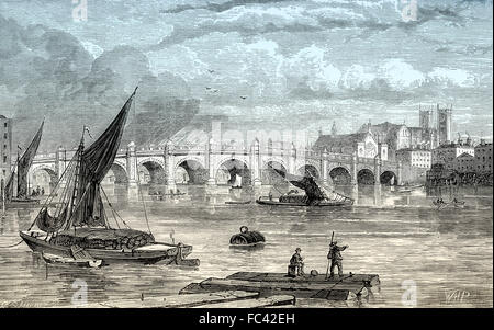 Westminster Bridge, pont sur la Tamise, 1754, Londres, Angleterre Banque D'Images
