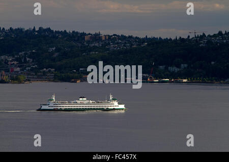 Washington State Ferry dans la baie Elliott, Seattle, USA, Washigton. Banque D'Images