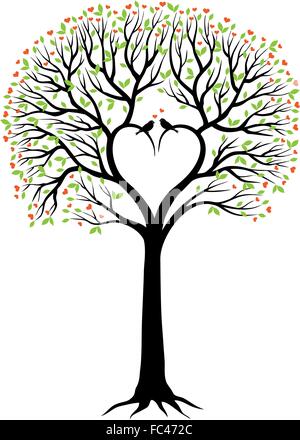 L'arbre de l'amour avec des branches en forme de coeur, vector background Illustration de Vecteur