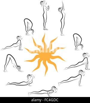 Soleil yoga Yoga, vector set Illustration de Vecteur