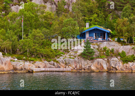 Maison à Fjord Lysefjord - Norvège Banque D'Images