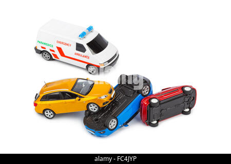 Petites voitures et Crash voiture ambulance Banque D'Images