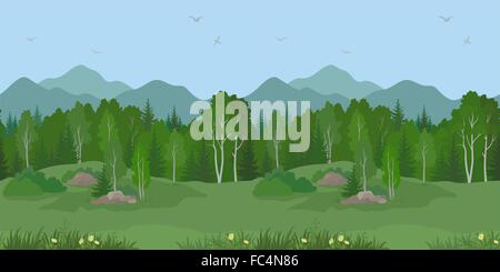 Paysage de montagne transparente avec des arbres Illustration de Vecteur