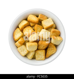 Croûtons dans un bol en céramique Banque D'Images