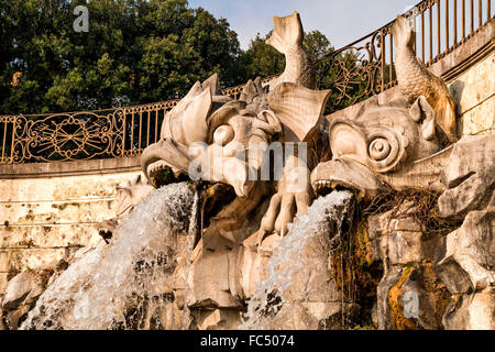 Fontana dei Delfini -La fontaine des dauphins, dans le Palais Royal de Caserte, Italie. Site du patrimoine de l'UNESCO. Banque D'Images