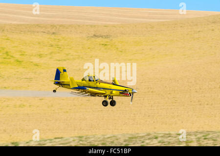 Duster récolte herbicide sur les champs d'épandage garbanzo dans la région de Eastern Washington Palouse Banque D'Images