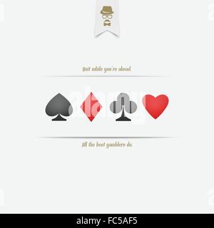 Jeu de combinaisons de cartes isolé sur fond blanc. vector design de bannières. Coeurs, Piques, les diamants et les clubs symbole. casino Illustration de Vecteur