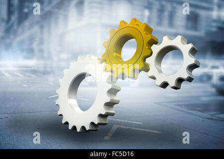 Image composite des dents blanches et rouges et les roues Banque D'Images