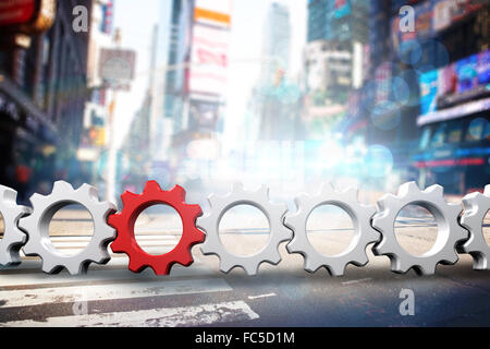Image composite de rouge et blanc cogs et les roues Banque D'Images
