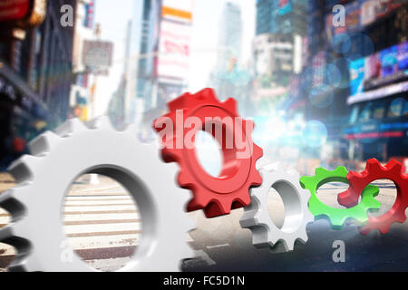 Image composite des dents blanches et rouges et les roues Banque D'Images