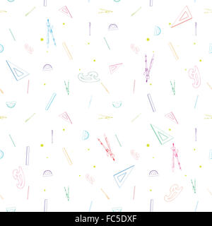 Motif coloré Fournitures scolaires Banque D'Images