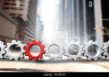 Image composite de rouge et blanc cogs et les roues Banque D'Images