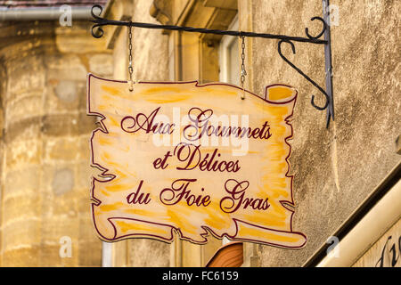 La Boutique Sign pour le foie gras, Sarlat-la-caneda, Aquitaine, France Banque D'Images