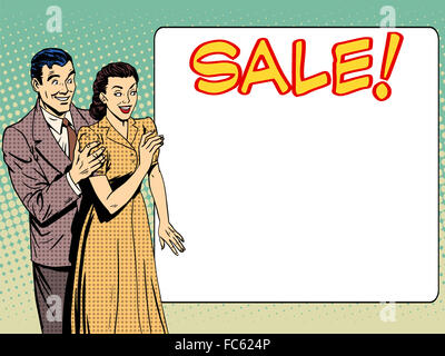 Famille époux épouse annoncer la vente Banque D'Images