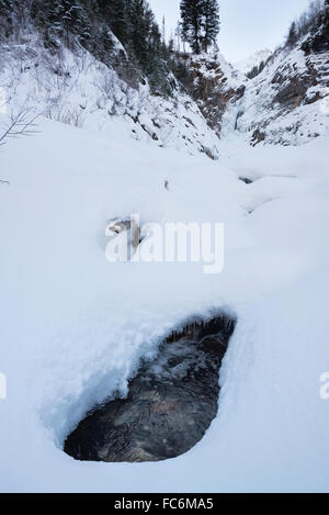 Falls Creek en hiver, les montagnes Wallowa, Oregon. Banque D'Images