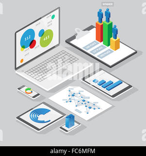 Éléments de conception infographiques isométrique Banque D'Images