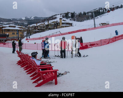 Plage Ski Village, canyons, Park City Mountain Resort, Utah. Banque D'Images