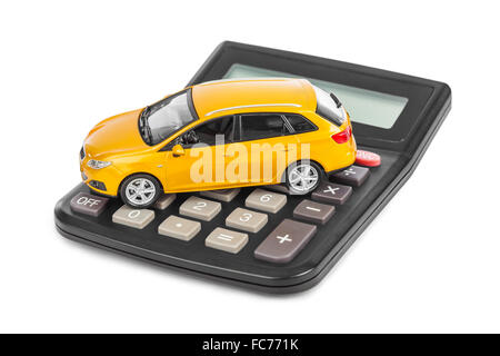 Calculatrice et petite voiture Banque D'Images