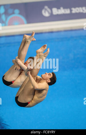 Juraj Melsa (CRO) et Hrvoje Brezovac (CRO). Finale. Men's synchronisé tremplin 3m. Centre aquatique de Bakou. Baku2015. 1er jeux européens. Bakou. L'Azerbaïdjan. 19/06/2015. Banque D'Images