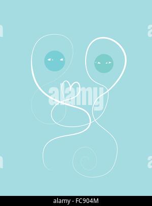 Couple in love, lignes sinueuses Illustration de Vecteur